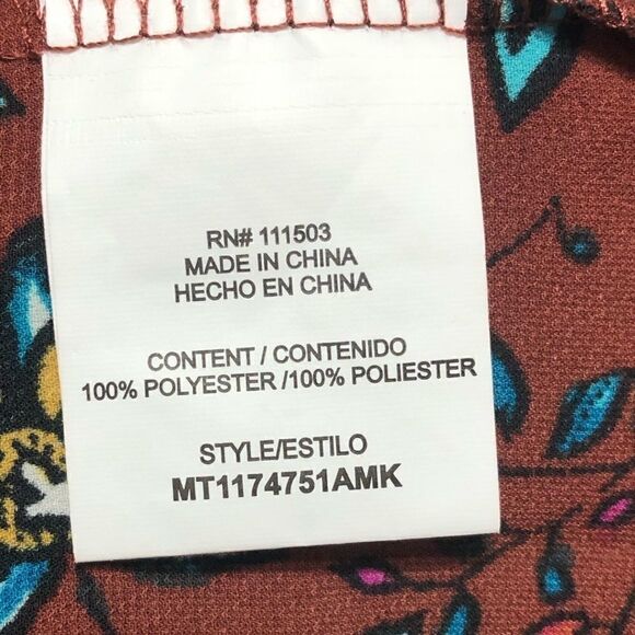 meraki Floral Bell Sleeve Choker Neck Blouse Sz L - Picture 10 of 10